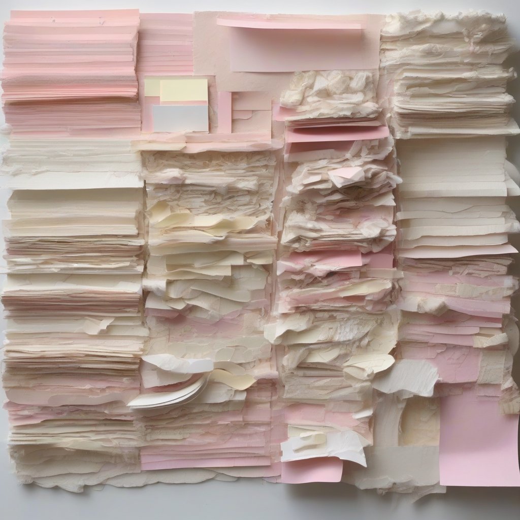 A pile of notes sitting on notes, dripping and expanding - artwork by Andrew Duckworth