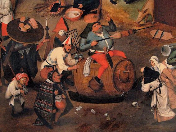 Carnival and debauchery on show in a painting from Pieter Bruegel the Elder, painted during the 16th century.