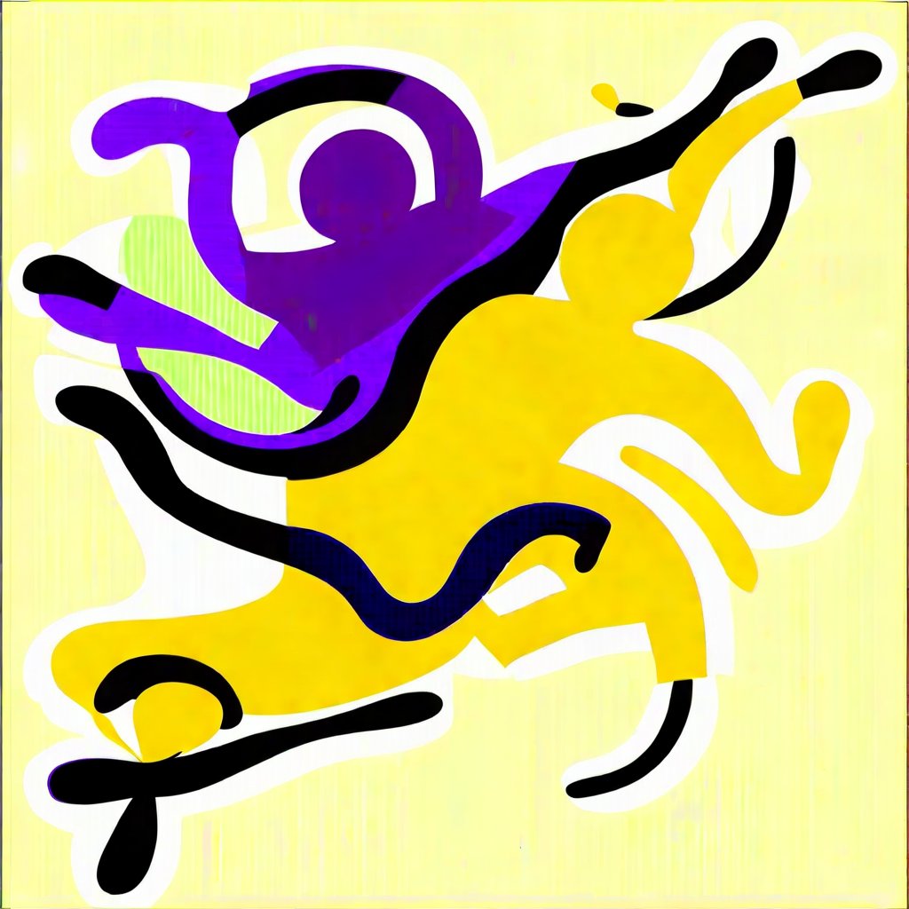 A figure in matisse style dancing - By Andrew Duckworth